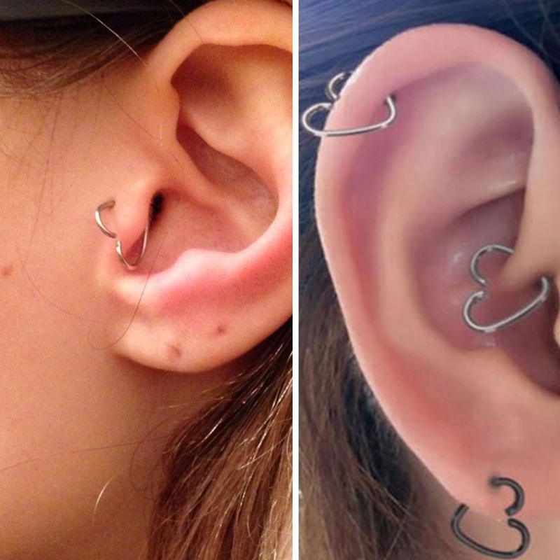 Inf Heart Shaped Fake Tragus Piercing Hoop Helix Cartilage Tragus Daith Stud Earring Shopee Singapore