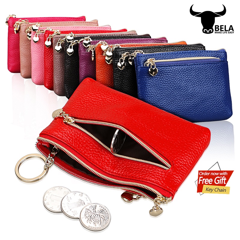 Genuine Leather Coin Purse car key bag Pouch Change Purse With Zipper