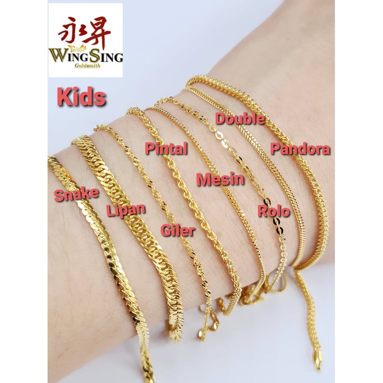 Shop Malaysia Wing Sing 916 Gold Kids Bracelet Rantai Tangan Budak Emas 916 12cm Shopee Singapore