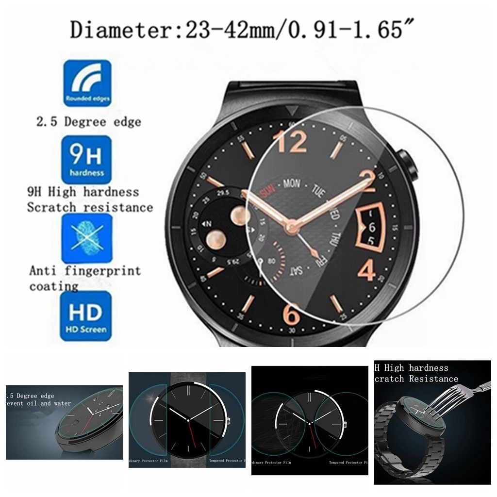 1PCS Round Universal Smart Watch Tempered Glass Screen Protector Film
