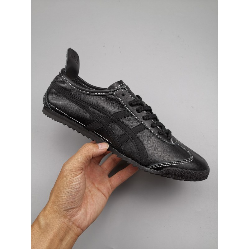 asics black leather sneakers