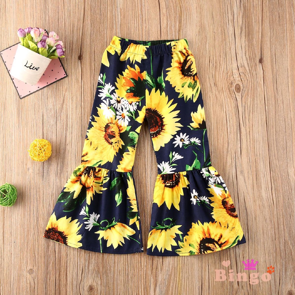 sunflower print flare pants