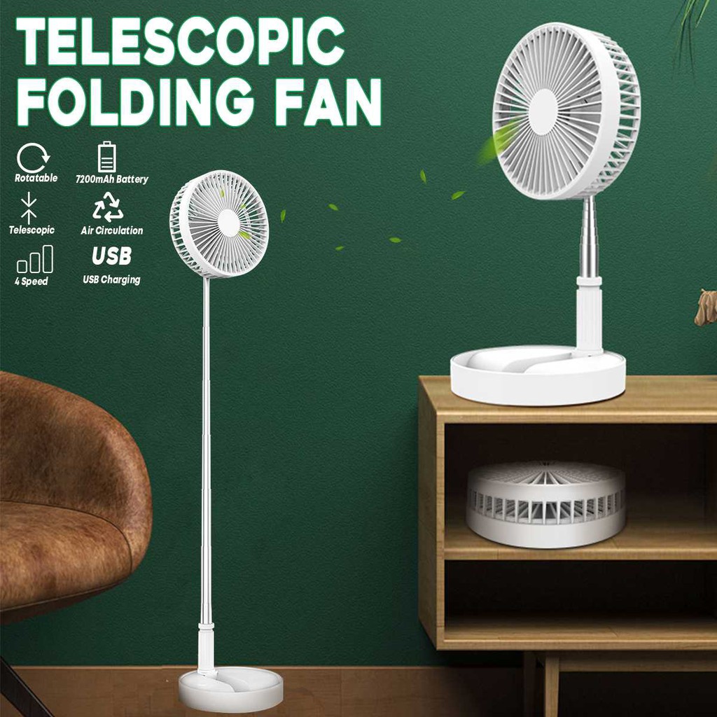 Folding Telescopic Floor Fan USB Charging Outdoor Portable Mini Fans ...