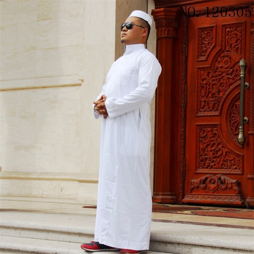 Arab Mens Thobe Kaftan Islamic Traditional Jubba Daffah Robe Muslim Abaya Maxi