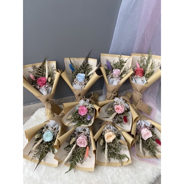 [SG SELLER] Single stalk preserved rose bouquet/ dried flowers bouquet
