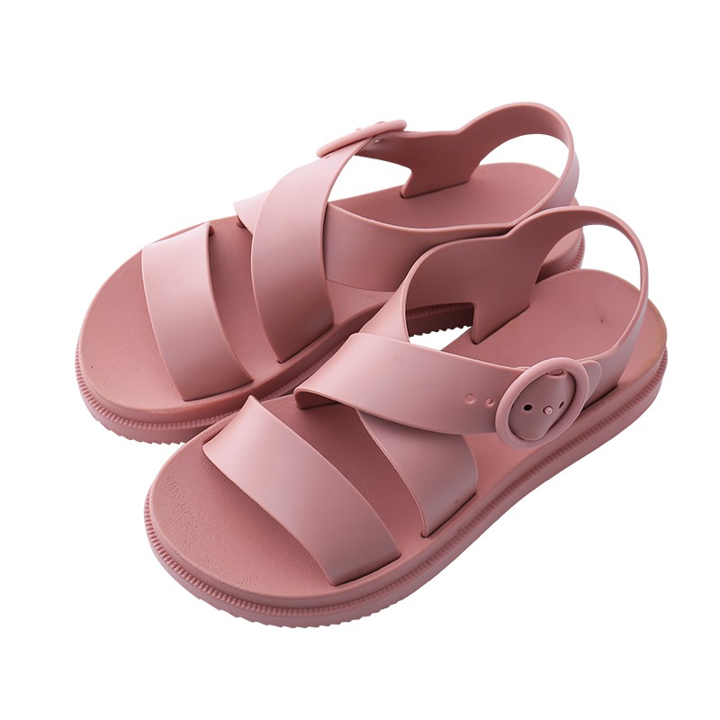 Women Jelly  Sandals  Waterproof Plastic Flat Bottoms Beach 