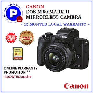 CANON  EOS M50 MARK II  MIRRORLESS CAMERA (FREE 32GB SD CARD ) (EXTRA FREE GIFT TO BE REDEEM FROM CANON SINGAPORE)