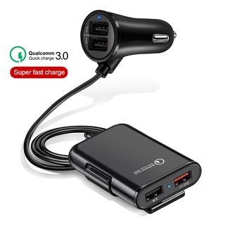 4 Ports Car Charger QC 3.0 USB Fast Charging Extension Cable Quick Charger for Mobile Phone