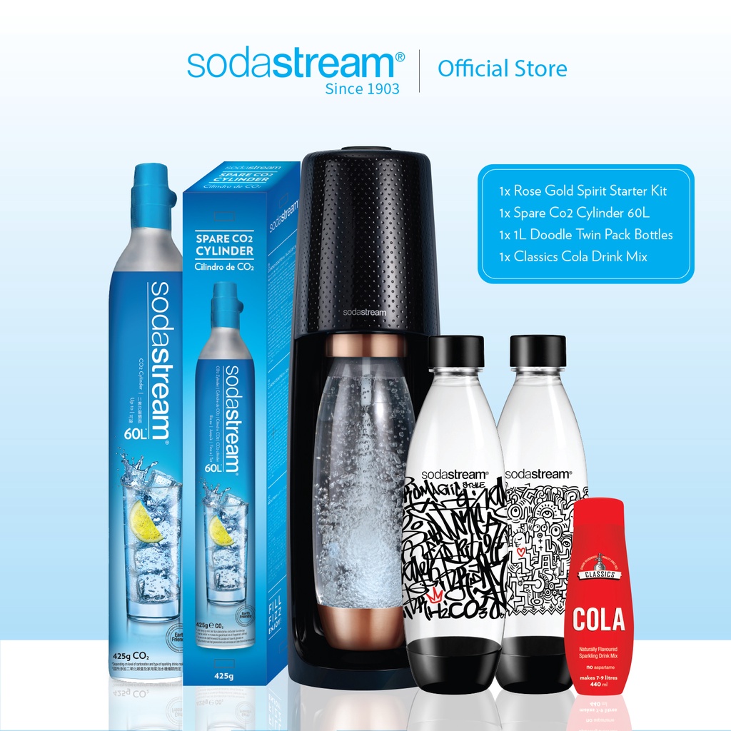 SodaStream Bundle Exclusive [Spirit Rose Gold Sparkling Water Maker ...