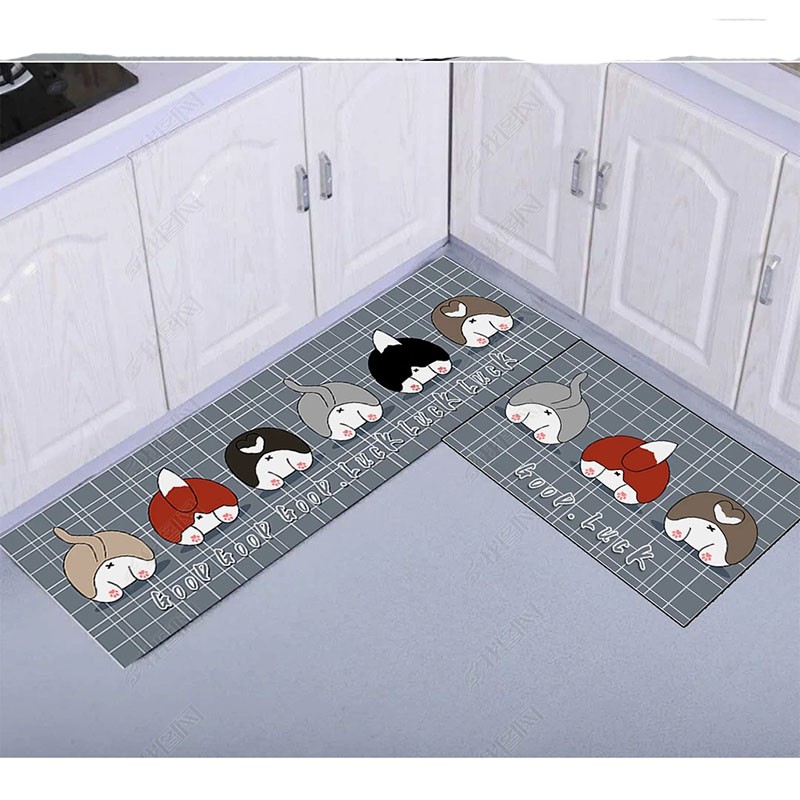 Cartoon Flannel Thicken Carpet Mat Anti Slip Home Kitchen Bedroom Long Strip Absorbent Bathroom Floor Mat Shopee Singapore