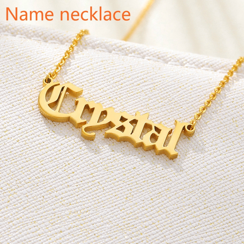 Diy Custom Old English Name Necklace 18k Gold Plated Pendant Name Jewelry Accessories Shopee Singapore