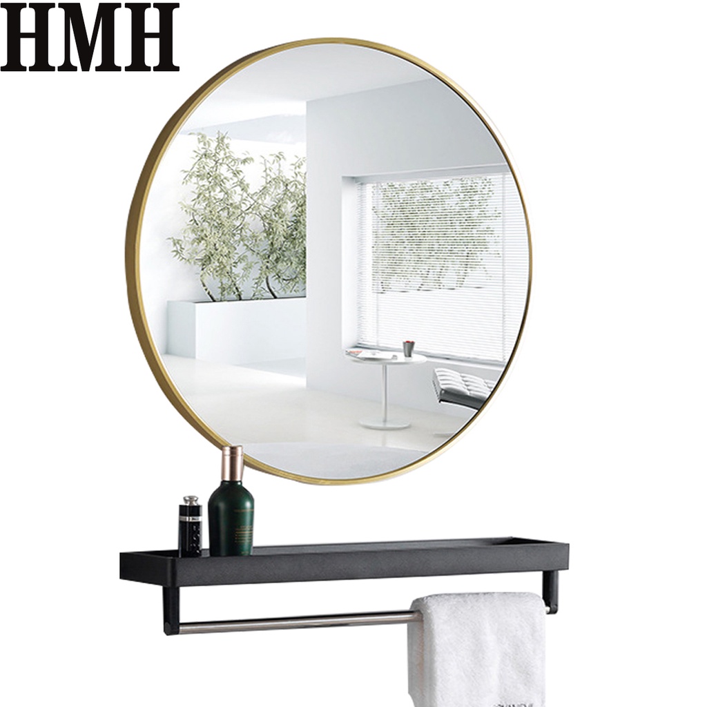HMH Gold Bathroom Mirror Round 40/50/60/70cm+ Shelf Shopee Singapore