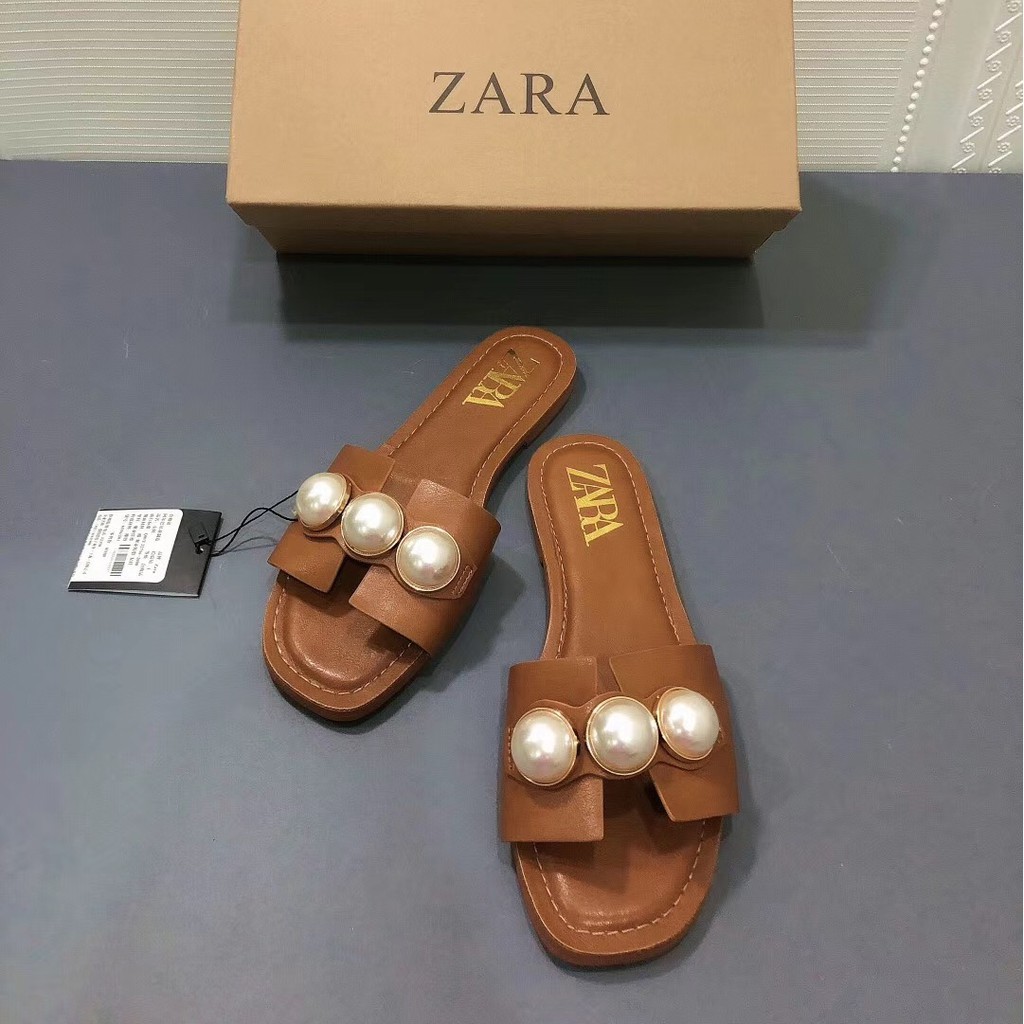 zara pearl flat sandals