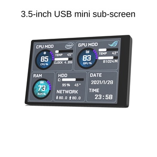 Gaming Players 3.5-Inch IPS TYPEC Sub-Screen Chassis USB Computer Hardware Temperature Monitoring Control Display DIY Decoration