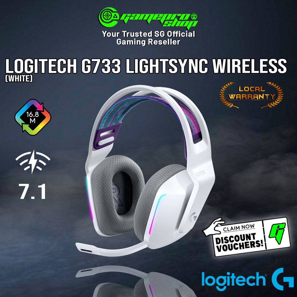 Logitech G733 WHITE Lightspeed Wireless Headset- 981-000886 (2Y ...