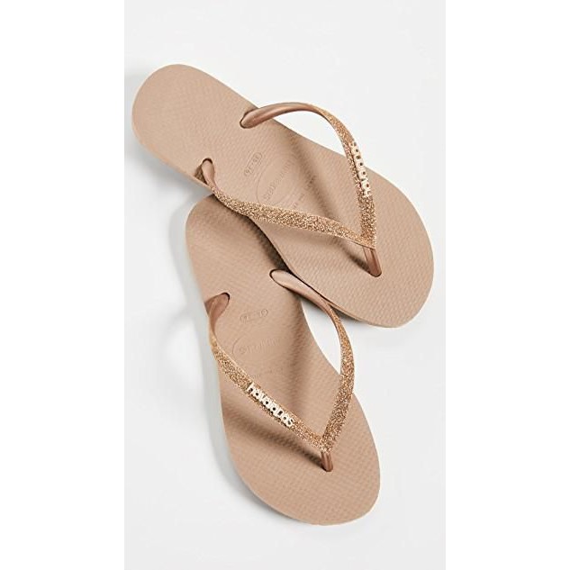 havaianas glitter gold