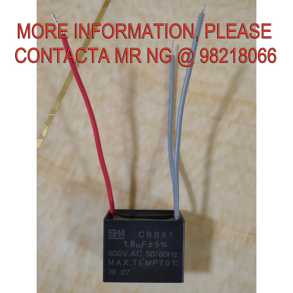 Ceiling Fan Capacitor 3 Wires 1 8uf 600vac Cbb61 Bm Brand