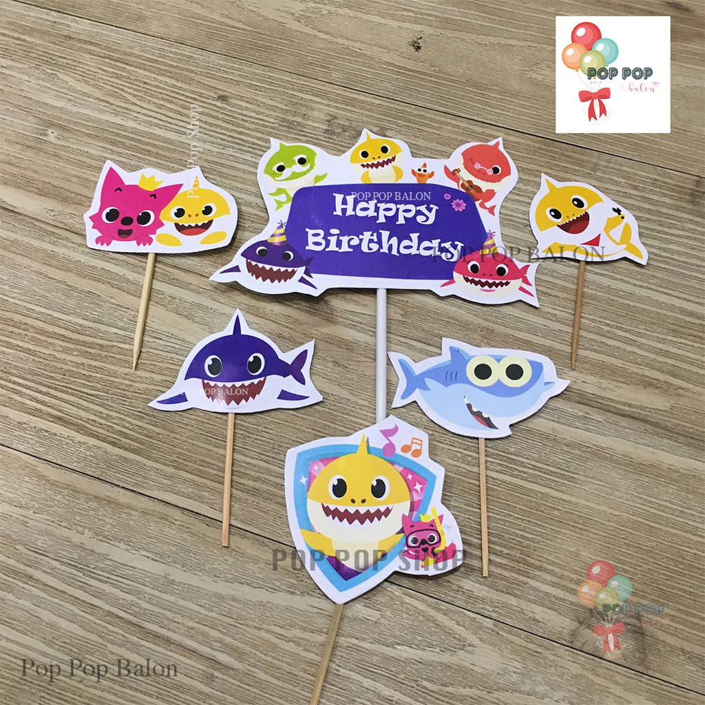 Baby Shark Pinkfong Cake Topper Character Cake Topper Cupcake Decoration Set Shopee Singapore