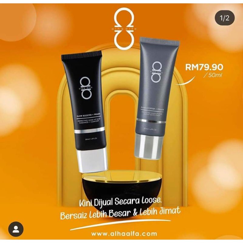 Shop Malaysia 100 Ori Primer Alha Alfa Cosmetic 50ml Shine Stopper Glow Booster Primer Make Up Face Primer Makeup Primer Shopee Singapore