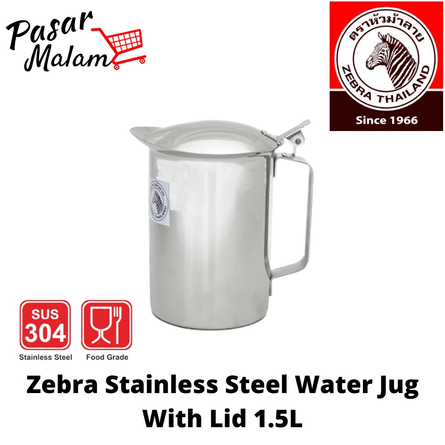Zebra Stainless Steel Water Jug With Lid 1.5L Shopee Singapore