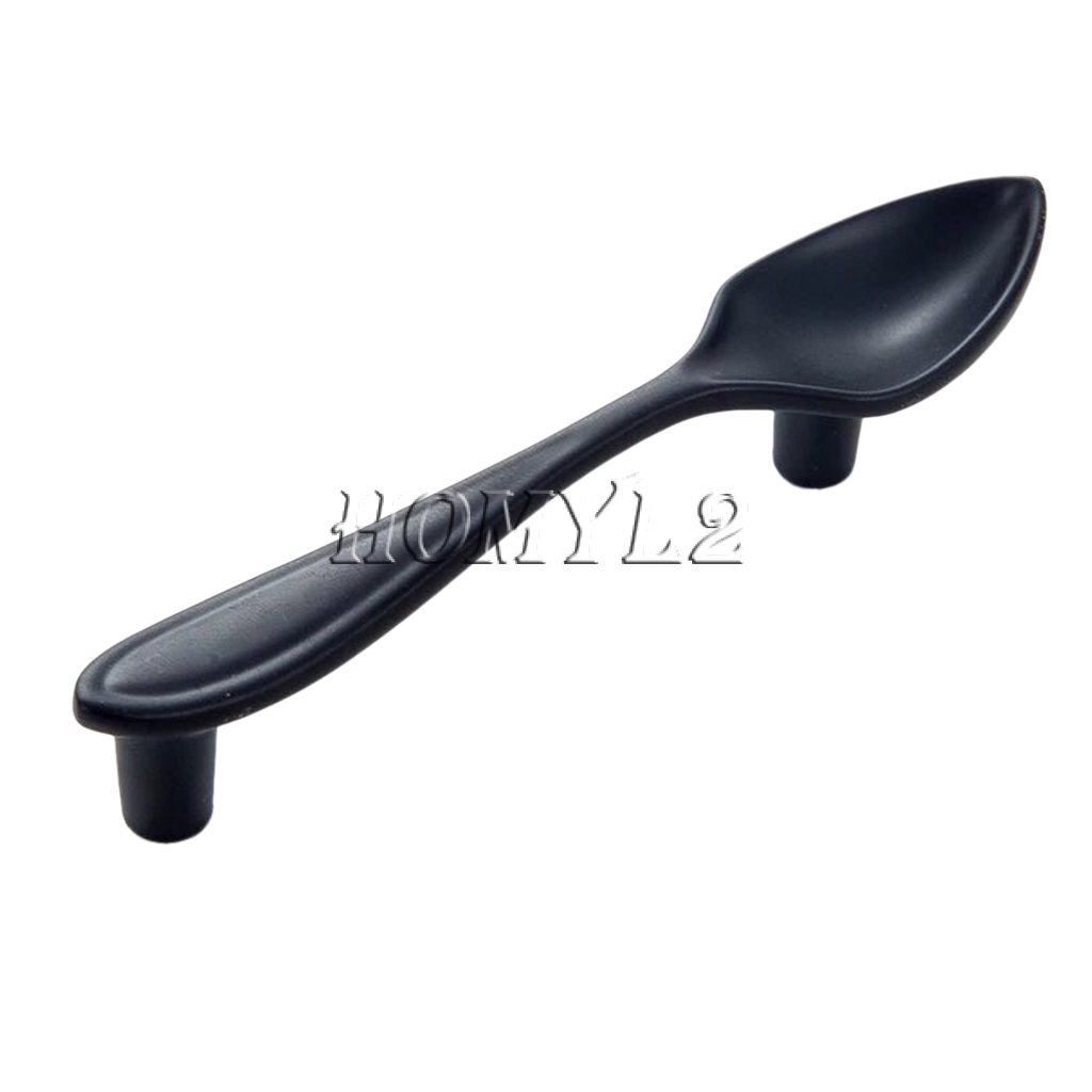 Spoon Fork Knife Black Door Knob Cabinet Drawer Kitchen Pull