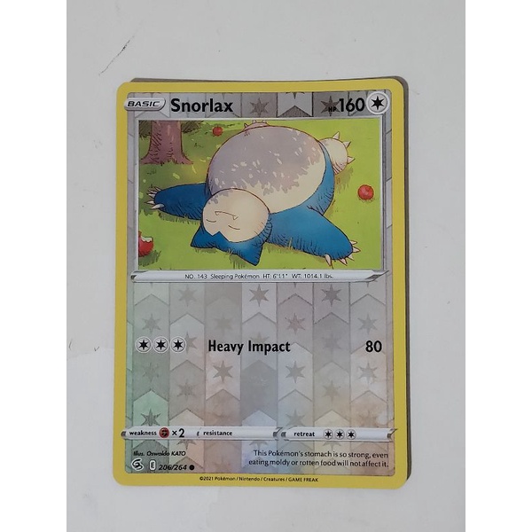 Pokemon reverse foil snorlax fusion strike card Shopee Singapore