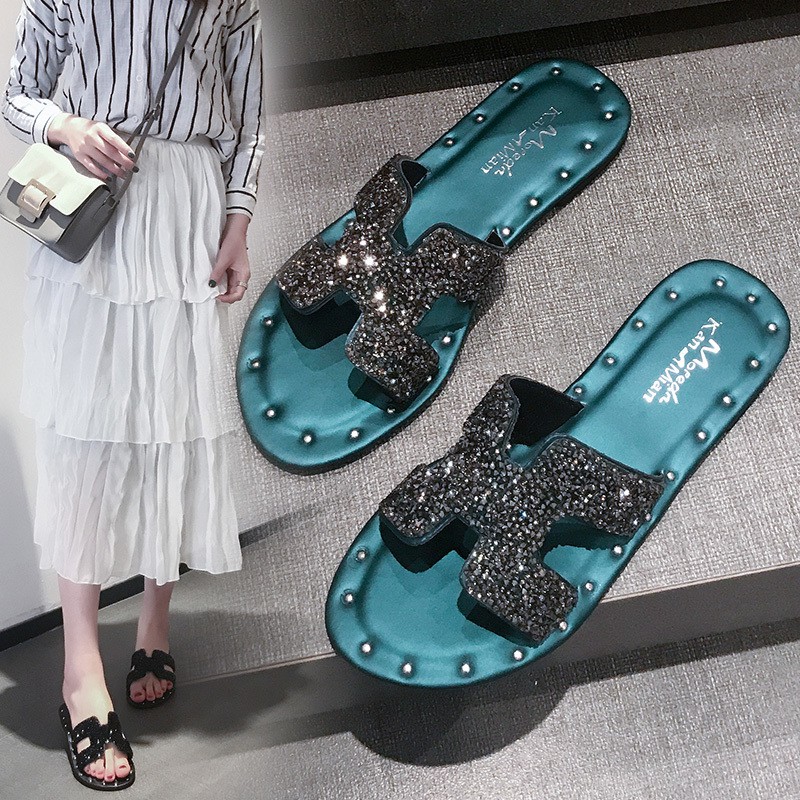 rhinestone h sandals