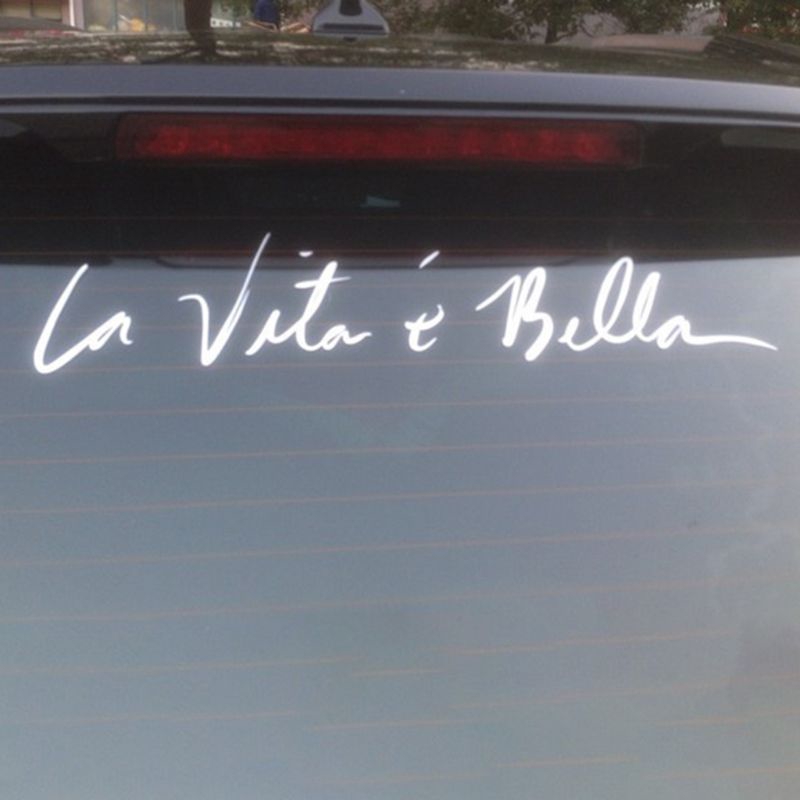 40*8CM Car Accessories Side Door English Beautiful Life La Vita e Bella Car Sticker Reflective