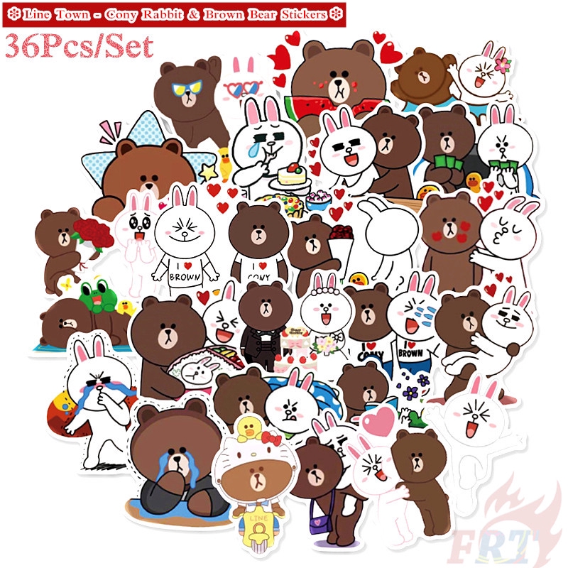 Line Town Cony Rabbit Brown Bear Stickers 36pcs Set Diy Decals Stickers For Diary Laptop Scrapbooks Shopee Singapore