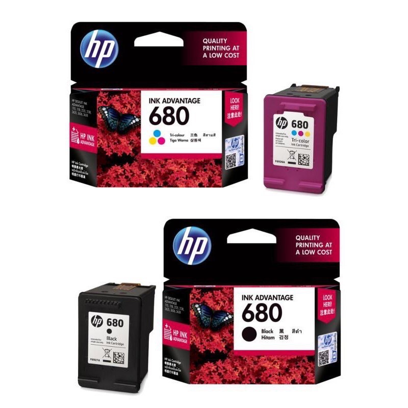 Hp 680 Black Tri Color Twin Pack Combo Pack Original Catridge Ink Shopee Singapore