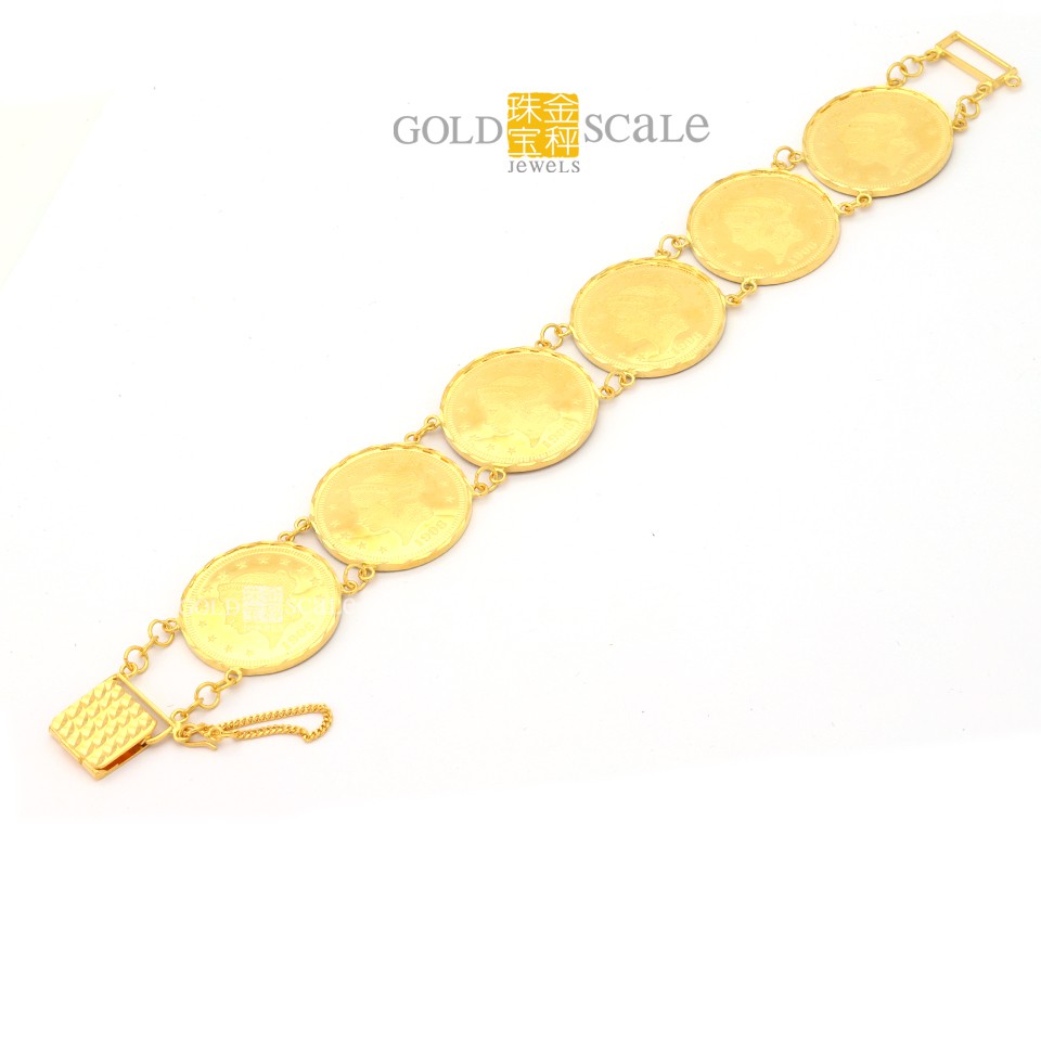 Gold Scale 916 Gold Coin Bracelet Queen Design Shopee Singapore