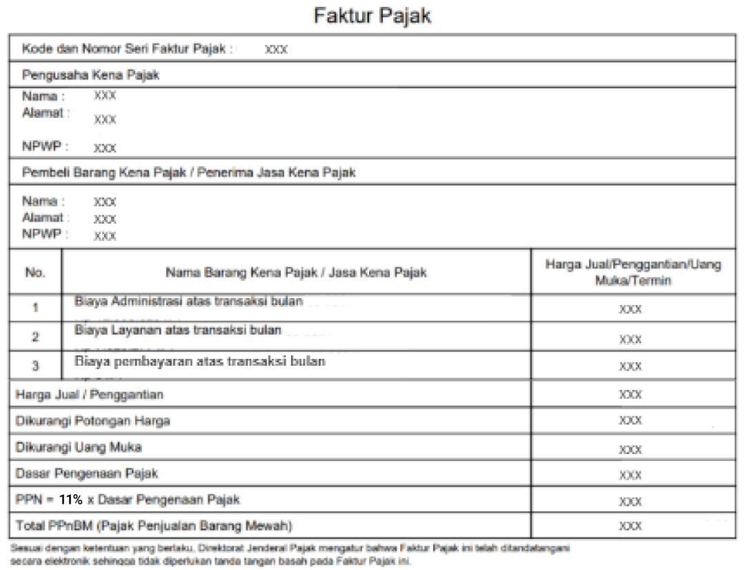 Dokumen Pendukung Biaya Administrasi, Biaya Layanan, dan Biaya