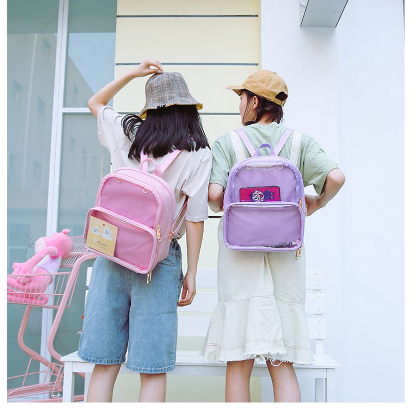 7 Colors CLEAR ita bag Transparent itabag Pin Display Backpack school bags New 