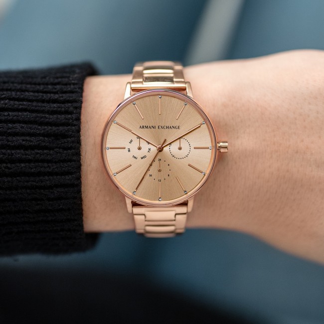 armani exchange rose gold watch ladies