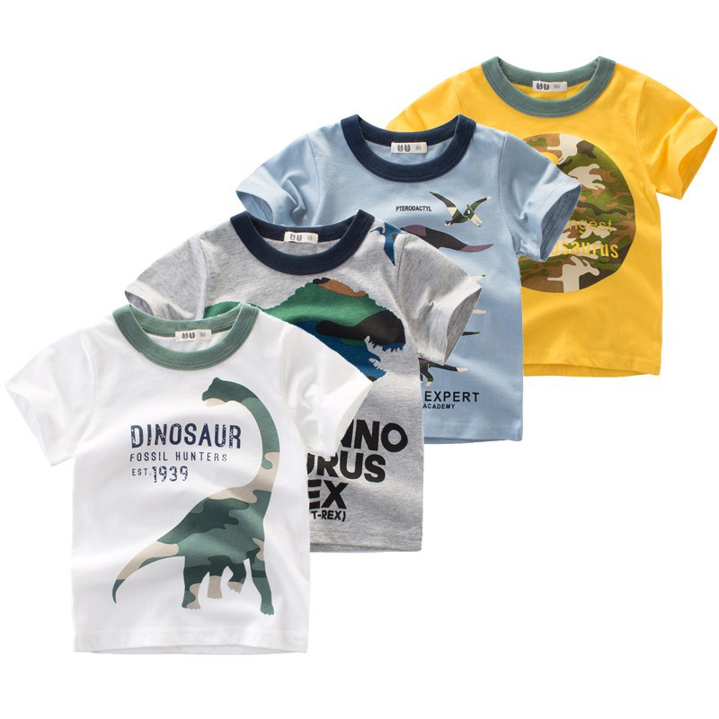 Dinosaurs Kids T Shirt Boy Clothes Baby Top Camouflage Little Boys Tops Cotton Short Sleeve T Shirts Kid Crew Neck Clothing Shopee Singapore - dino shirt for 30 boy shirts roblox