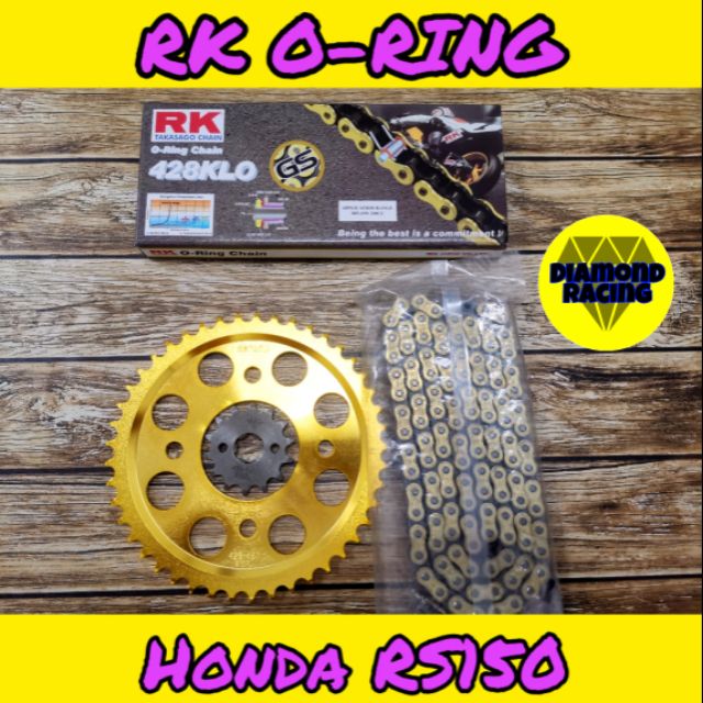 Rs150 428 Rk O Ring Sprocket Full Set Gold Chain Diamond Sprocket Gold Titanium Shopee Singapore