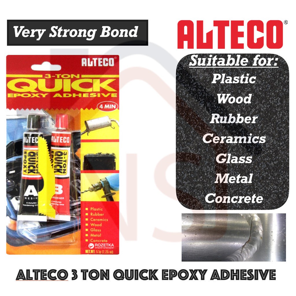 Alteco 3 Ton 4min Quick Epoxy Adhesive A+B / Metal Repair / Wood Repair ...