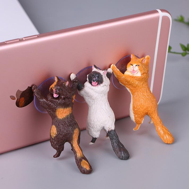 Creative Cute Kitten Shape Mobile Phone Holder Stand Desk Smartphone Sucker Rack Lazy Phone Holder