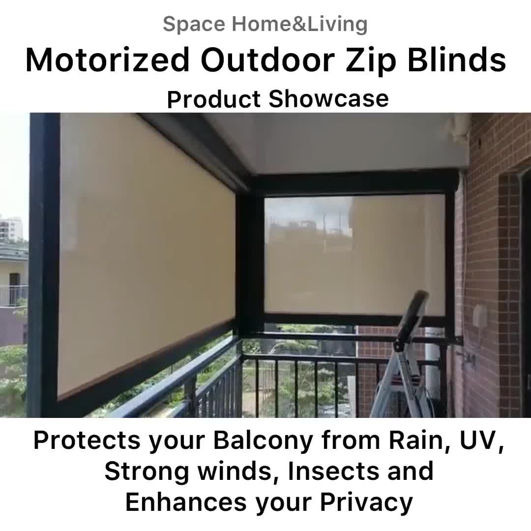 Motorised Outdoor Zip Blinds Automated Balcony Zipblind Windproof