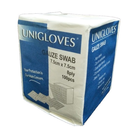 [3 Packs] Unigloves Pre-Cut Gauze Swab 7.5cm X 7.5cm (8ply) Non-Sterile ...