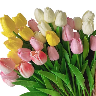 10pcs/Bunch Tulip Artificial Flowers Plants Latex Real Touch Party Wedding Bouquet Home Decor #0