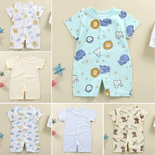 Cotton Newborn Baby Boy Cartoon Romper Baby Girl Full Print Jumpsuit Infant Clothes Cardigan 0-24M
