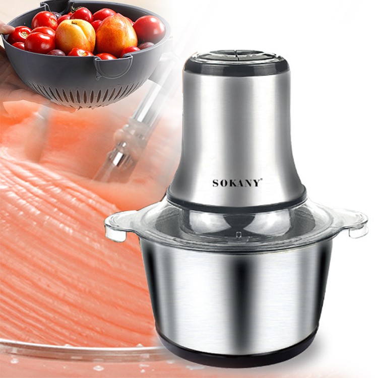 SOKANY 3L Electric Blenders Meat Cutter Grinder Food Chopper Shredder  Cutter Slicer Household Stainless Steel Food Processor Kitchen Tools |  Shopee Singapore