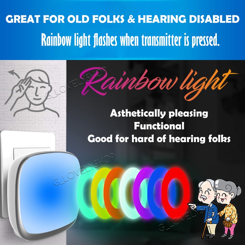 Wireless Rainbow Light Kinetic Energy Doorbell No Need Batteries Shopee Singapore