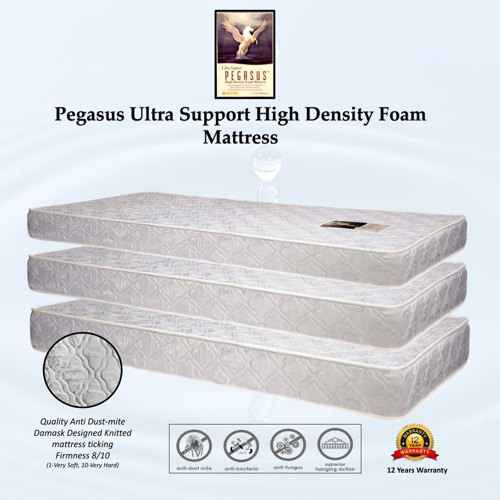 Pegasus Ultra Support High Density Foam Mattress In 4 Sizes / 12 Years