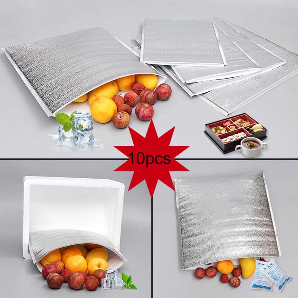 10Pcs Lunch Bag Thermal Insulation Aluminum Foil Disposable Food ...