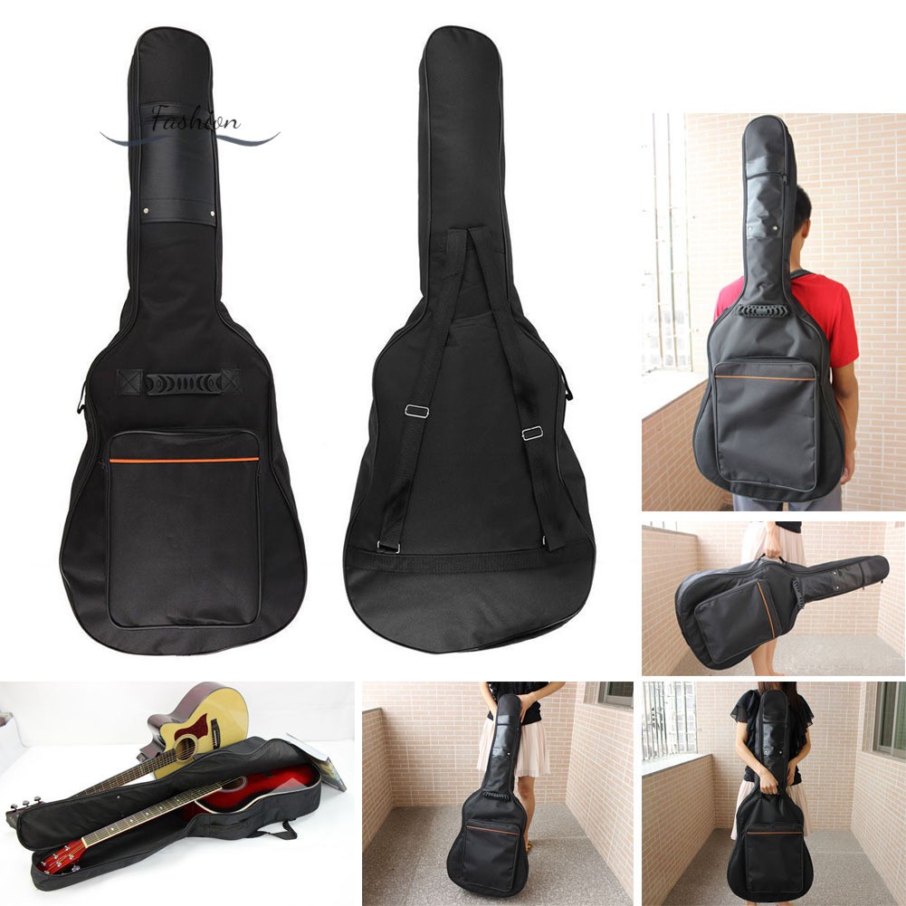 41 Inch Padded Acoustic Guitar Bag Black Durable Double Straps Backpack 