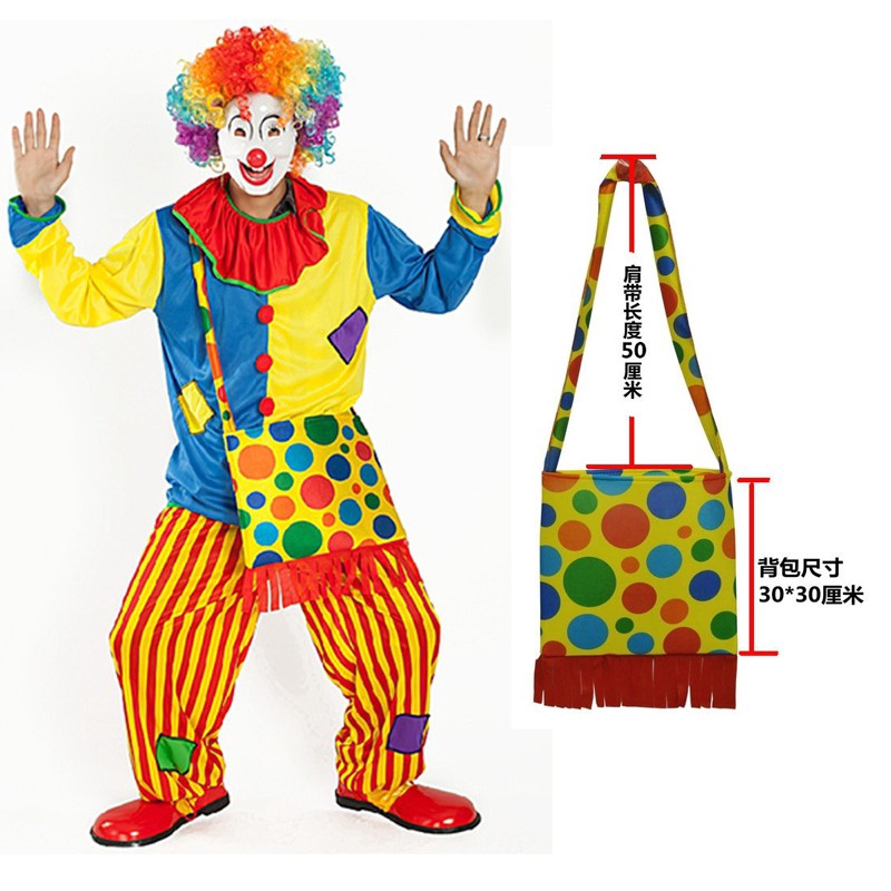 Clown Vest for Halloween Cosplay Parties Carnivals Dress Up Role Play Party Favor Performance Clown Nose 3 Pack Clown Costume Set Clown Rainbow Wig 