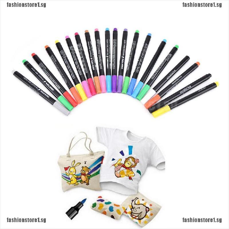 FS Permanent Fabric Paint Marker Pen Textile DIY 20 Colors[SG] Shopee