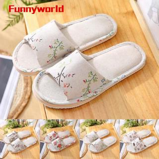 Image of Women Slippers Home Bedroom Indoor Casual Breathable Slip Printed Flats Non skip